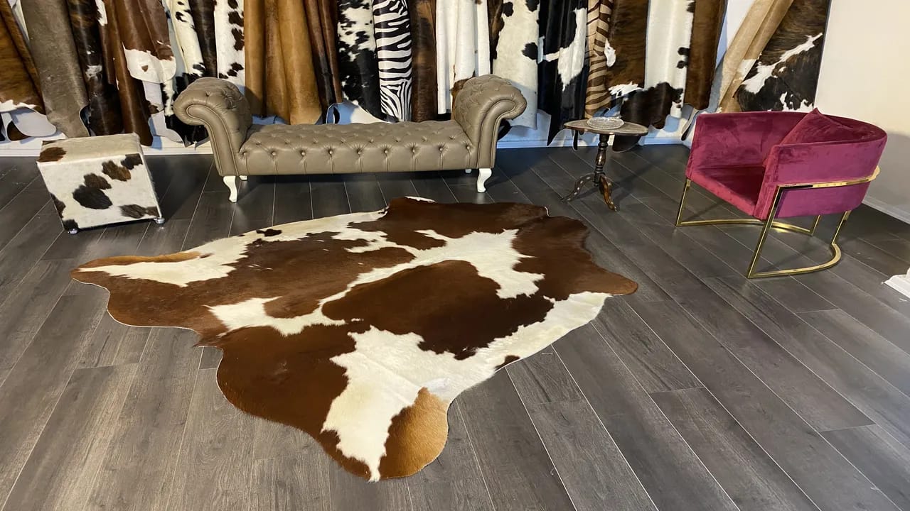 Fiesta Leather Art Hakiki Deri Dana Postu Kahve - Beyaz 195 x 210 - 1