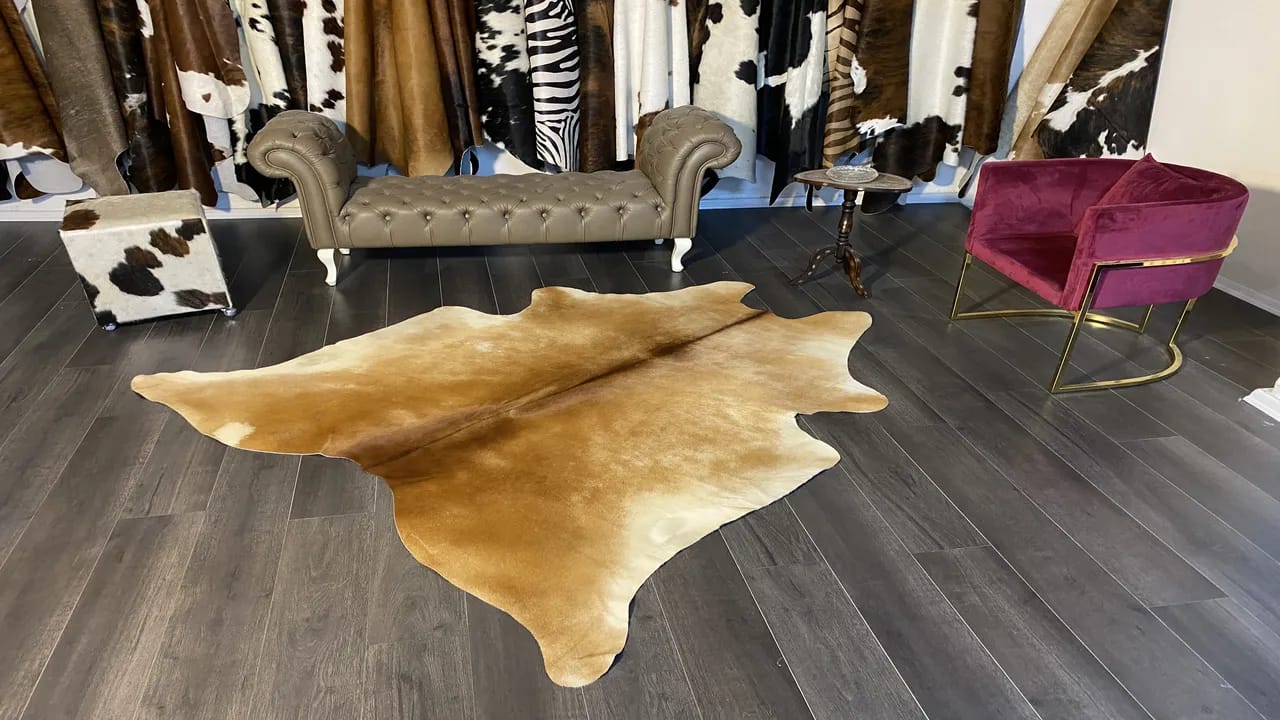 Fiesta Leather Art Hakiki Deri Dana Postu Kahve - Beyaz 190 x 215 - 1