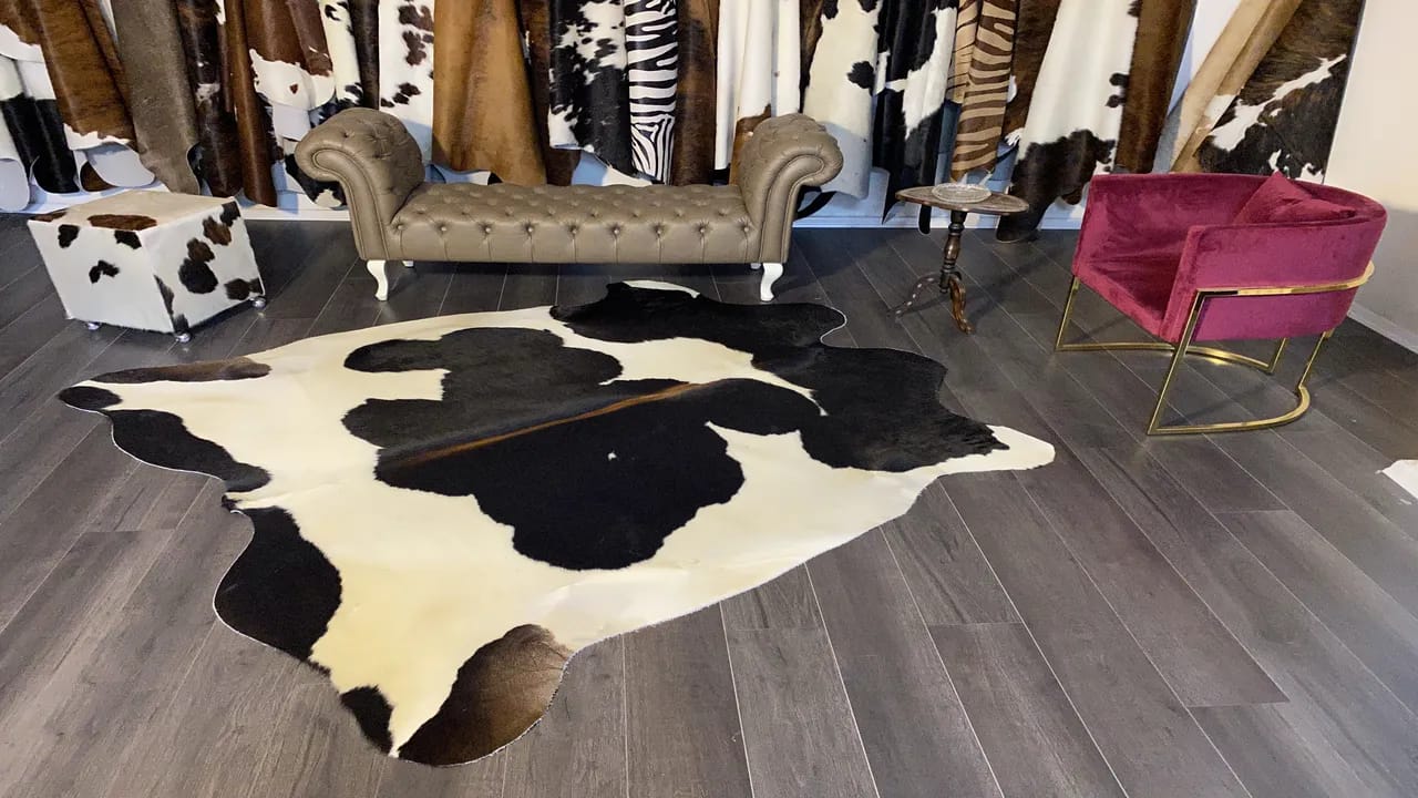 Fiesta Leather Art Hakiki Deri Dana Postu Siyah - Beyaz 210 x 215 - 1