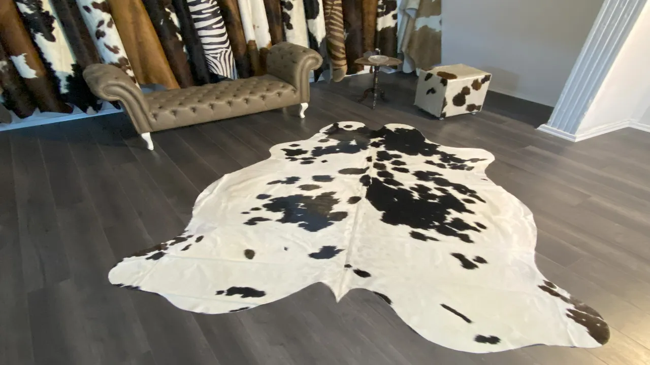 Fiesta Leather Art Hakiki Deri Dana Postu Siyah - Beyaz 215 x 240 - 1