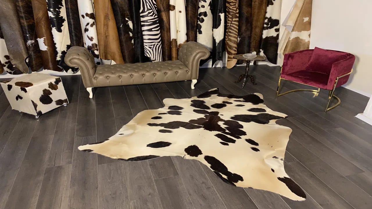 Fiesta Leather Art Hakiki Deri Dana Postu Siyah - Beyaz 180 x 210 - 1