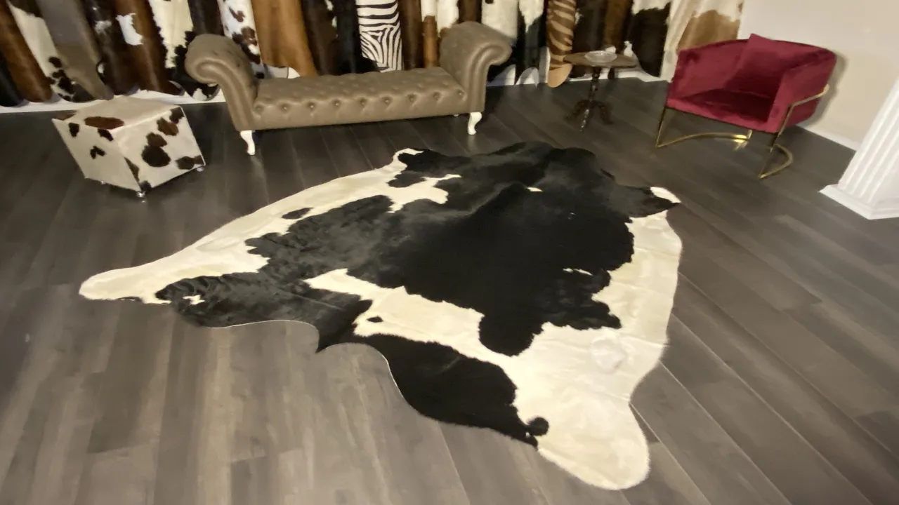 Fiesta Leather Art Hakiki Deri Dana Postu Siyah - Beyaz 215 x 255 - 1